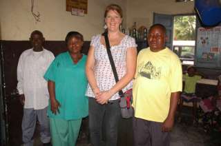 Cindy with some of the medical staff at the little clinic in Kisenso 