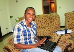 Thanks to Espoir Congo, Huguette is receiving secretarial training