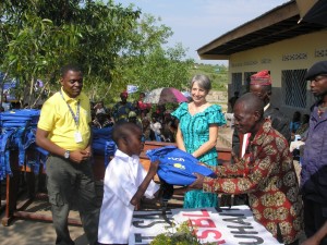 New school kits donated by cellphone company