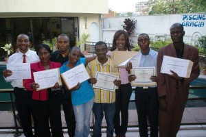 Bible Students receiving certificates for completing Bible Course
