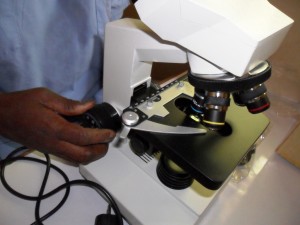 Donated microscope for lab tests