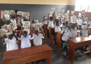 Distribution of note books at the onset of the new school year