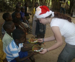 Natalie serving the orphans a hot meal at Christmas back in 2009
