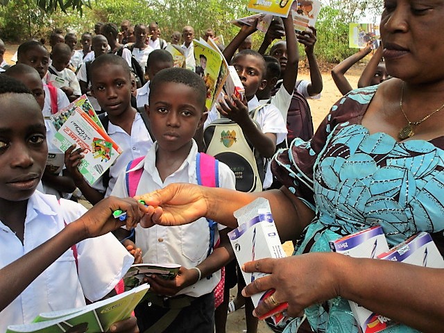 Distribution of pens and notebooks