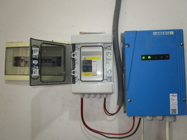 Installation of the solar pump control boxes.