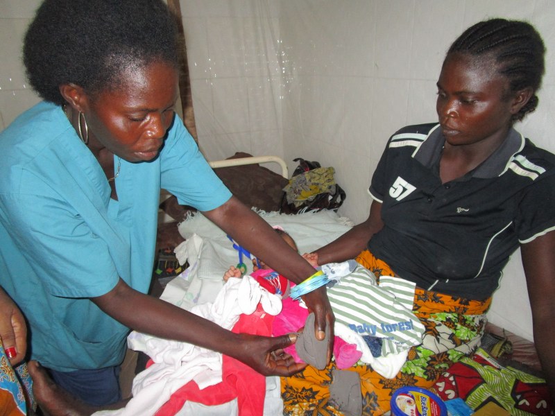 Distribution of baby clothes , food and hygiene products